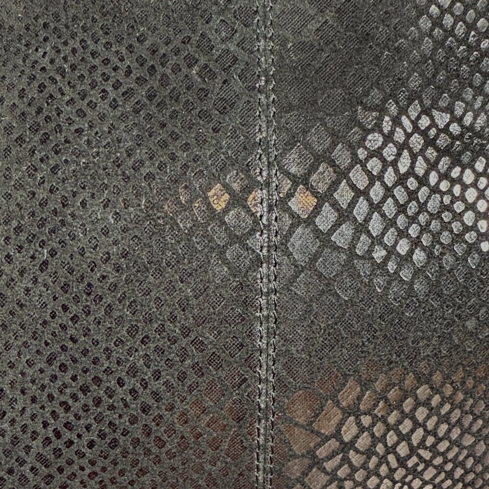 Sharif Suede & Leather Python Embossed Patchwork Gold Tiger Head Shoulder Bag - Picture 6 of 16